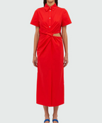 Red Cotton Midi Dress
