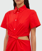 Red Cotton Midi Dress