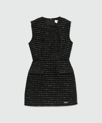 Black Mini Dress In Doubled Tweed