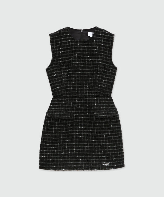 Black Mini Dress In Doubled Tweed
