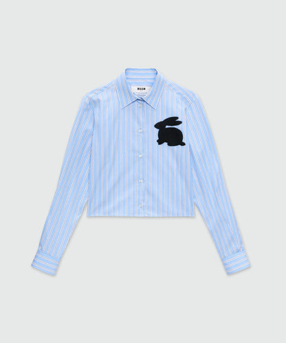 Light Blue Cropped Poplin Shirt