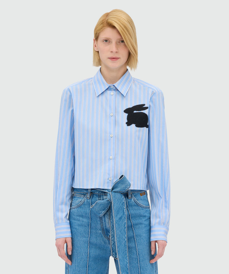 Light Blue Cropped Poplin Shirt