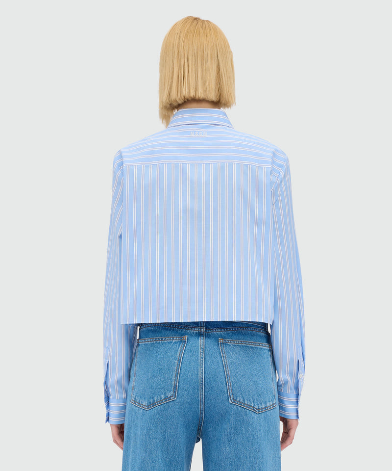 Light Blue Cropped Poplin Shirt