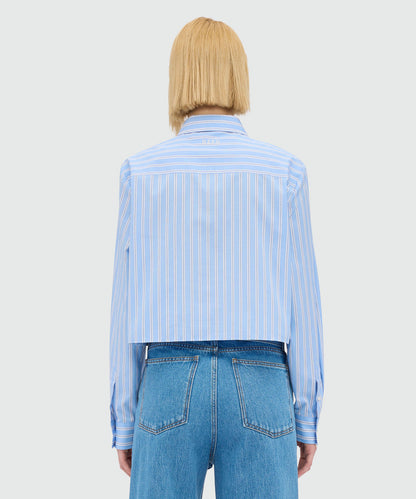 Light Blue Cropped Poplin Shirt