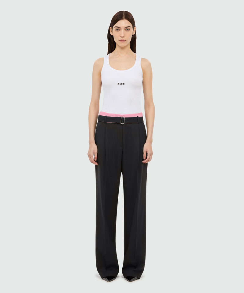 Black Palazzo Trousers Pink Belt