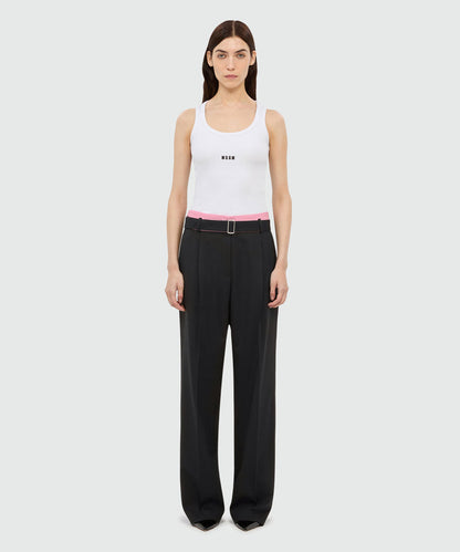 Black Palazzo Trousers Pink Belt