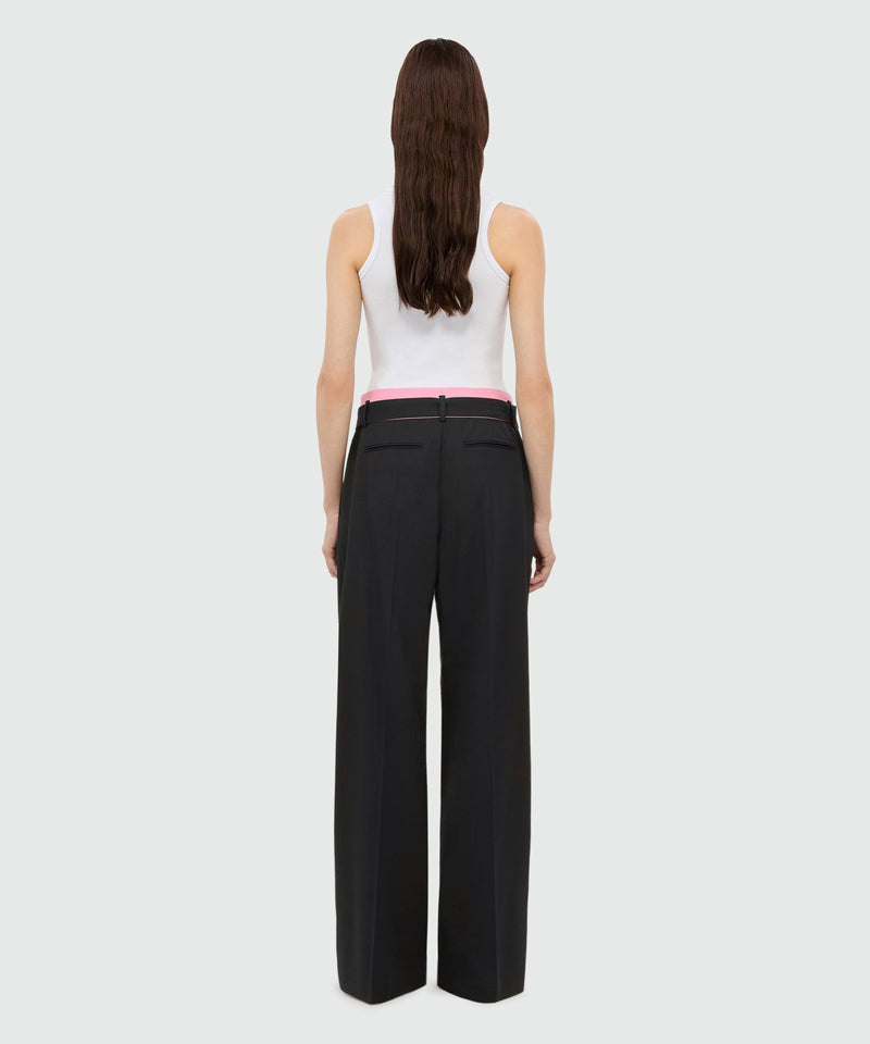 Black Palazzo Trousers Pink Belt