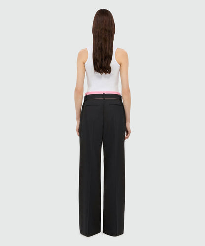 Black Palazzo Trousers Pink Belt
