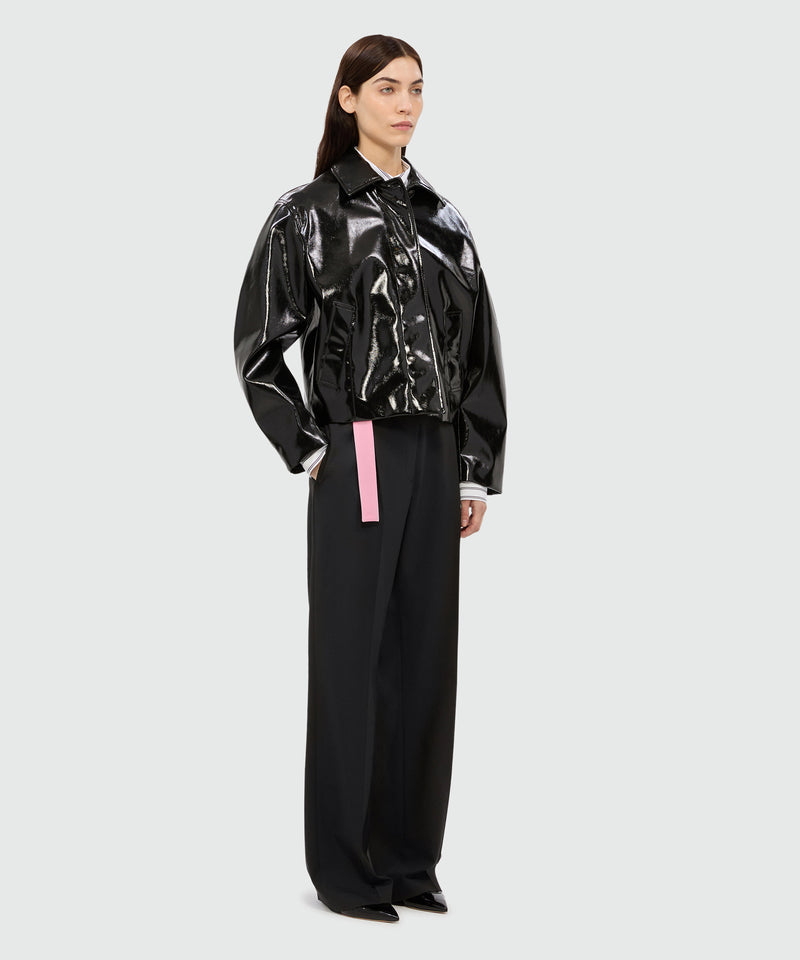 Black Palazzo Trousers Pink Belt