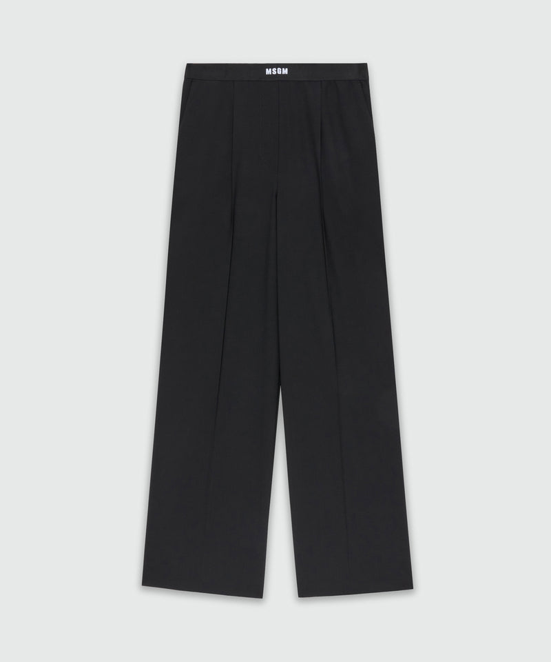 Logo Waistband Black Palazzo Trousers