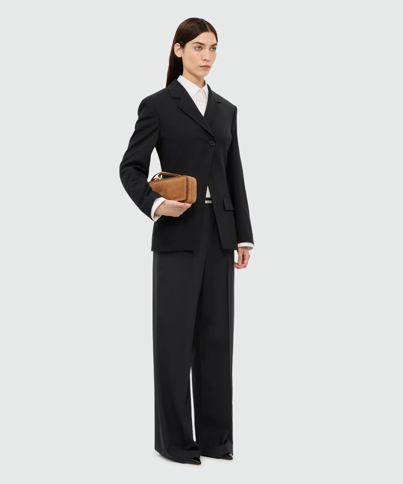 Logo Waistband Black Palazzo Trousers