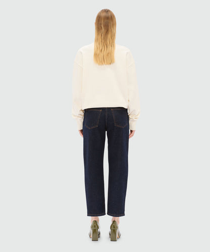 Blue Cropped Denim Trousers