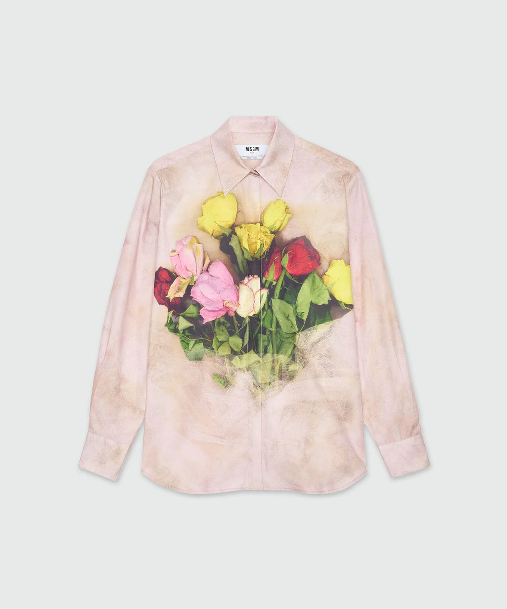 Pink Poplin Shirt With Print