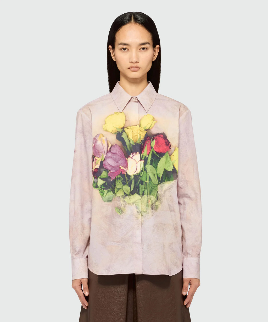 Pink Poplin Shirt With Print