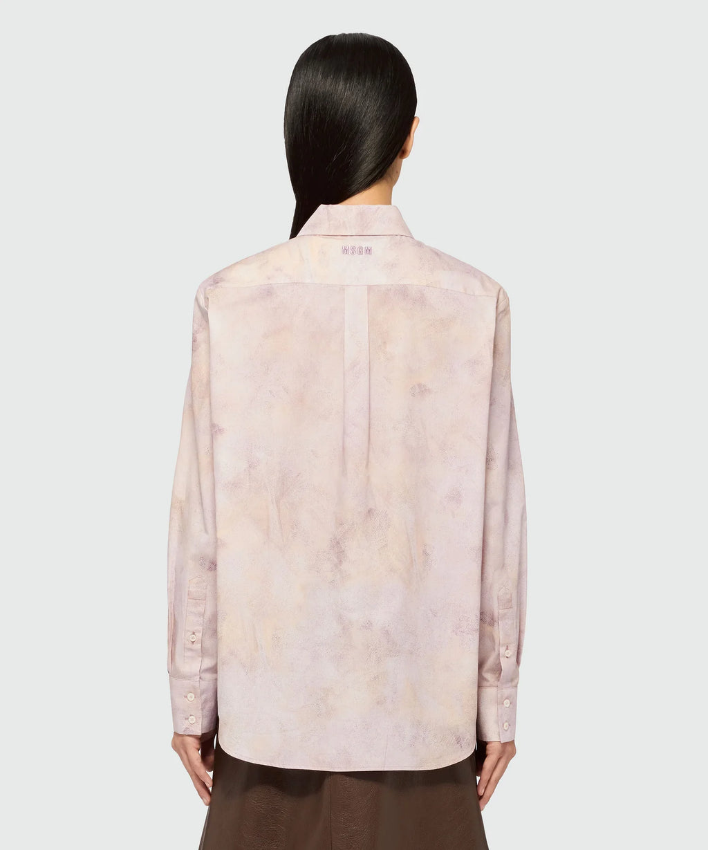 Pink Poplin Shirt With Print