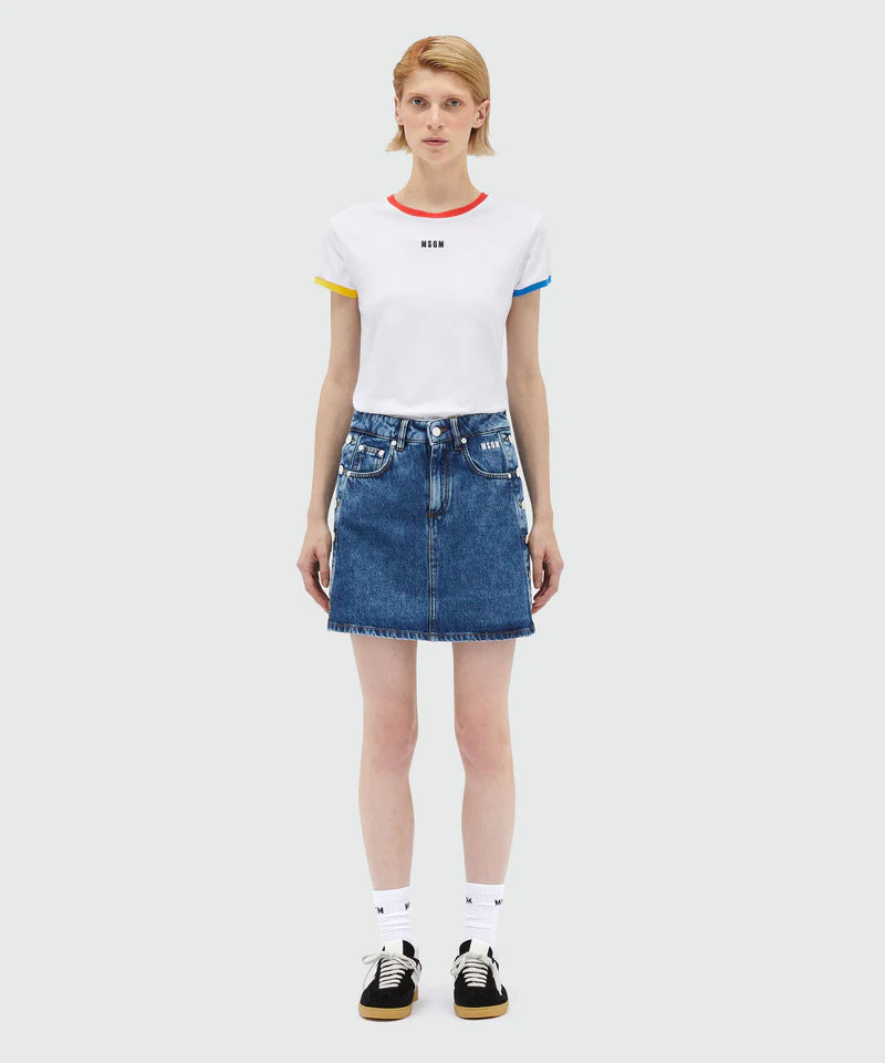 Short Denim Skirt With Buttons