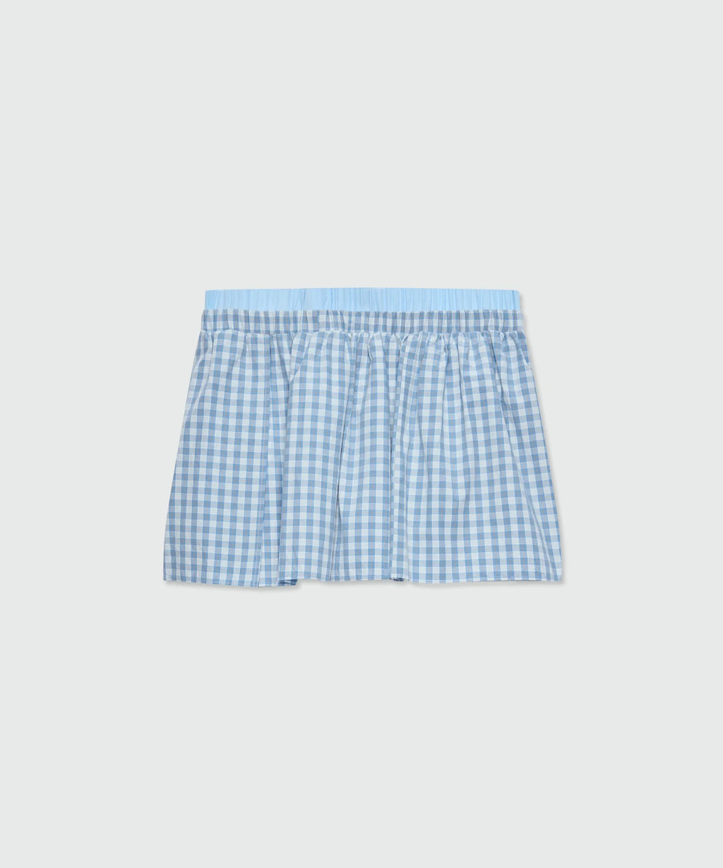Light Blue Micro-Check Bermuda Shorts