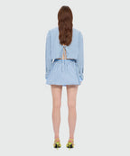Light Blue Micro-Check Bermuda Shorts