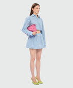 Light Blue Micro-Check Bermuda Shorts