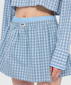 Light Blue Micro-Check Bermuda Shorts