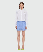 Blue Striped Poplin Bermuda Shorts