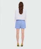 Blue Striped Poplin Bermuda Shorts