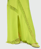 Lime Long Satin Skirt