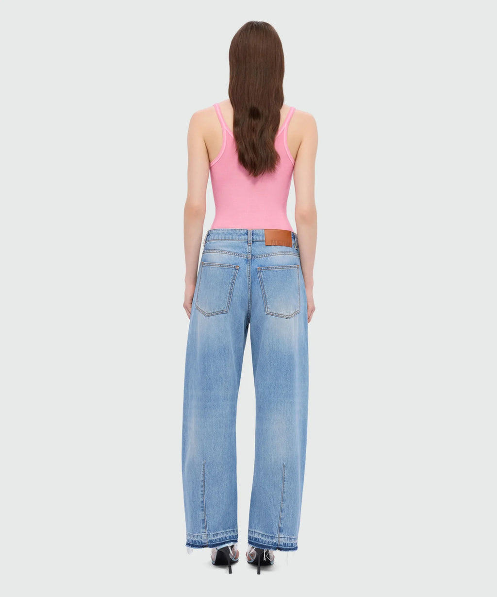 Light Stone-Washed Five-Pocket Denim Trousers