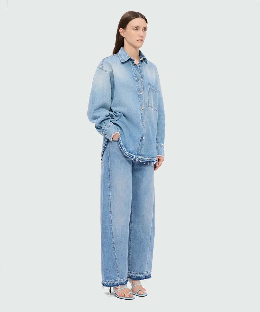 Light Stone-Washed Five-Pocket Denim Trousers