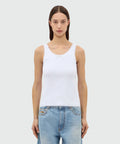White Ribbed Cotton Top With Lace Trim