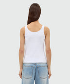 White Ribbed Cotton Top With Lace Trim