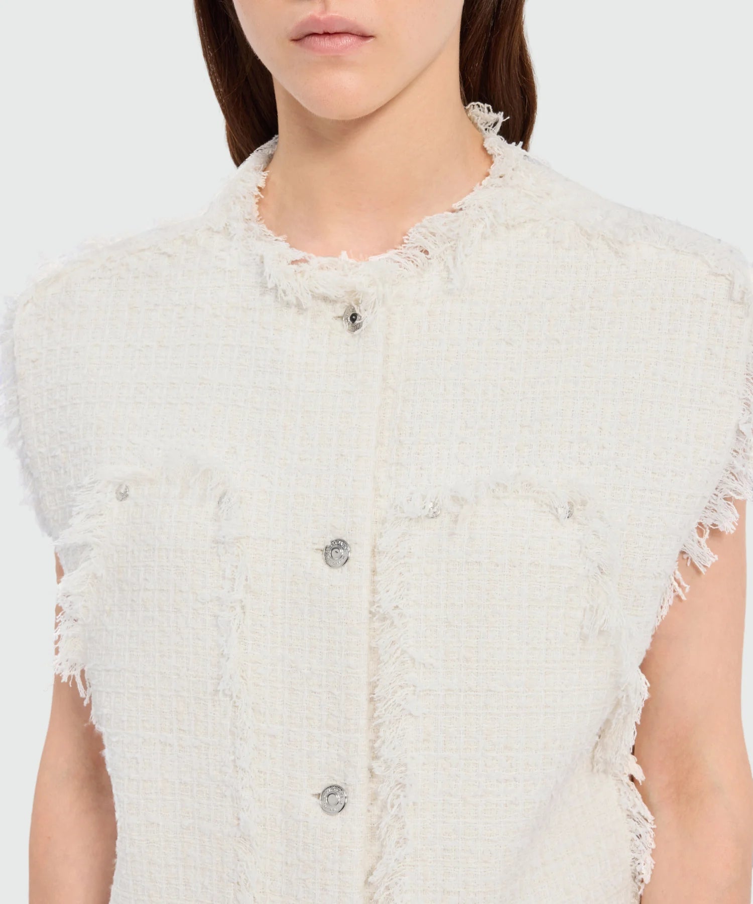 Off-White Boucle Tweed-Effect Vest