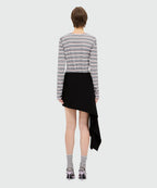 Black Cotton Poplin Mini Skirt With Asymmetrical Detail
