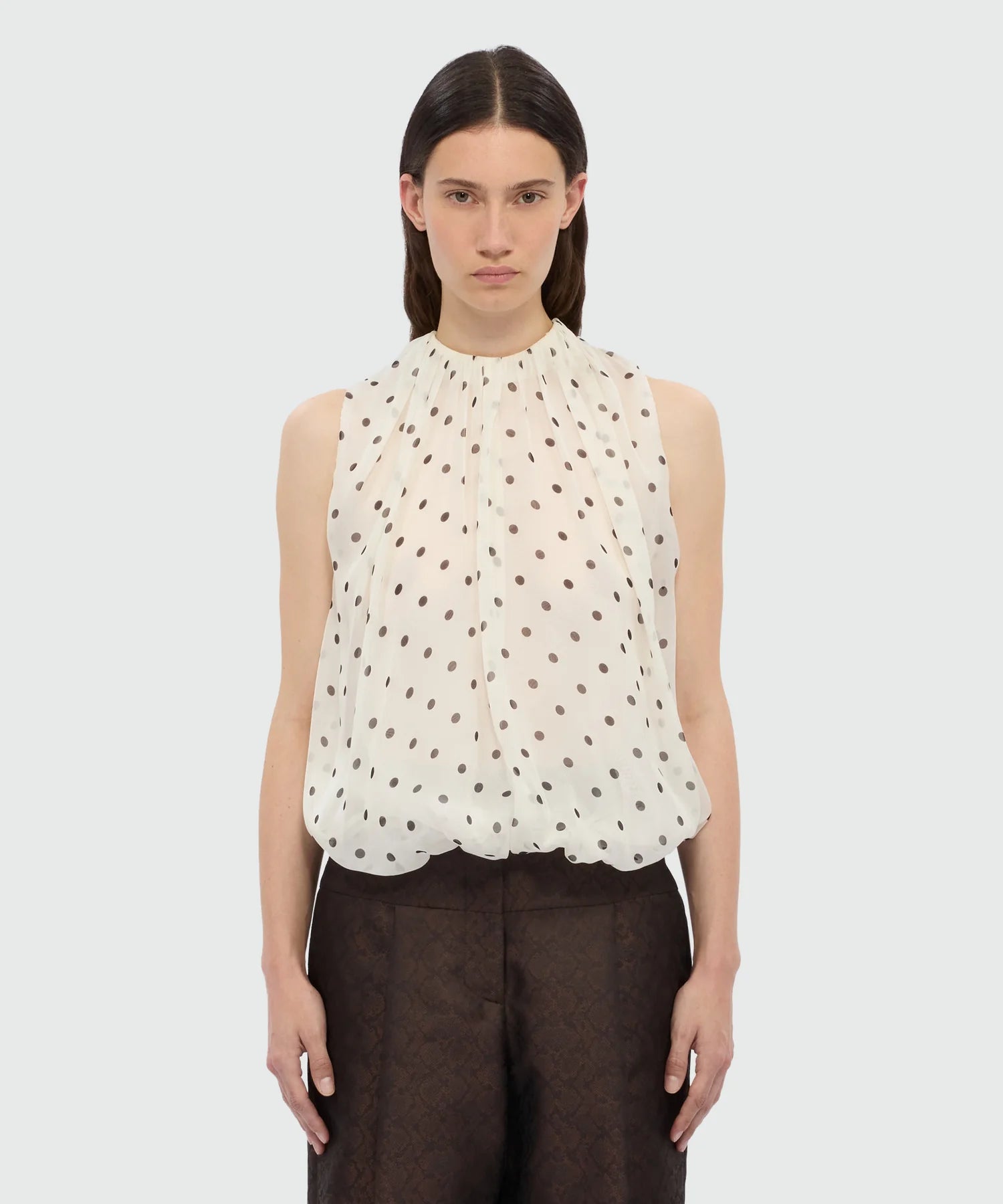 Polka Dot Chiffon Balloon Top
