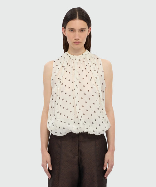 Polka Dot Chiffon Balloon Top