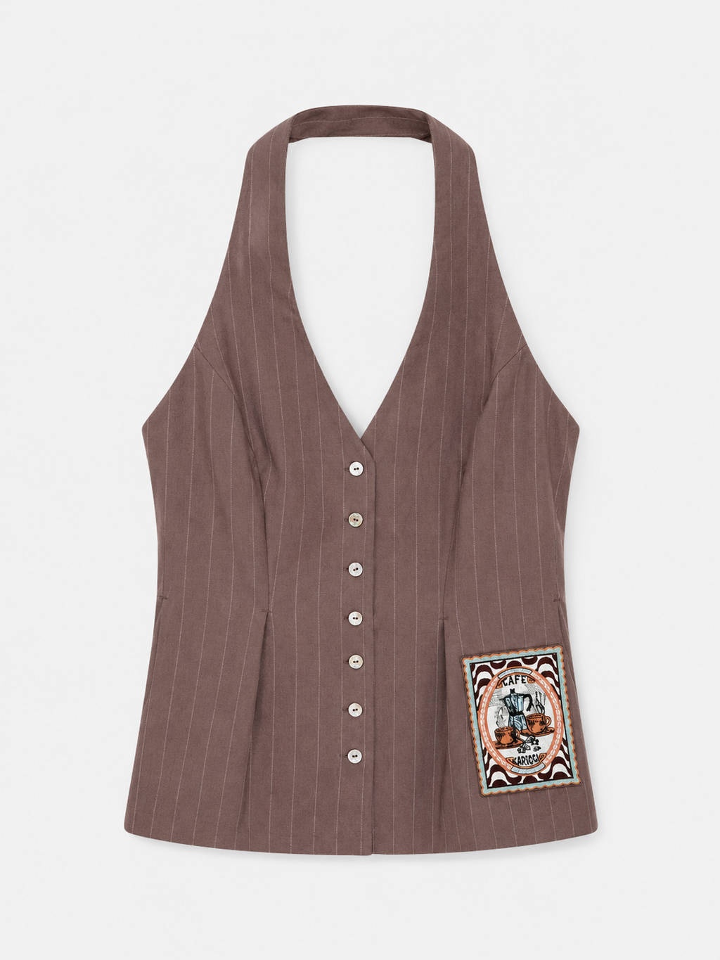 Brown Halter Vest With Patch