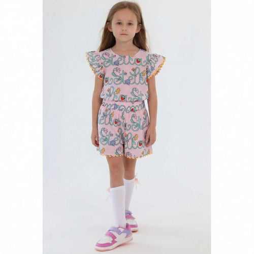 Girls Pink Logo Floral Shorts