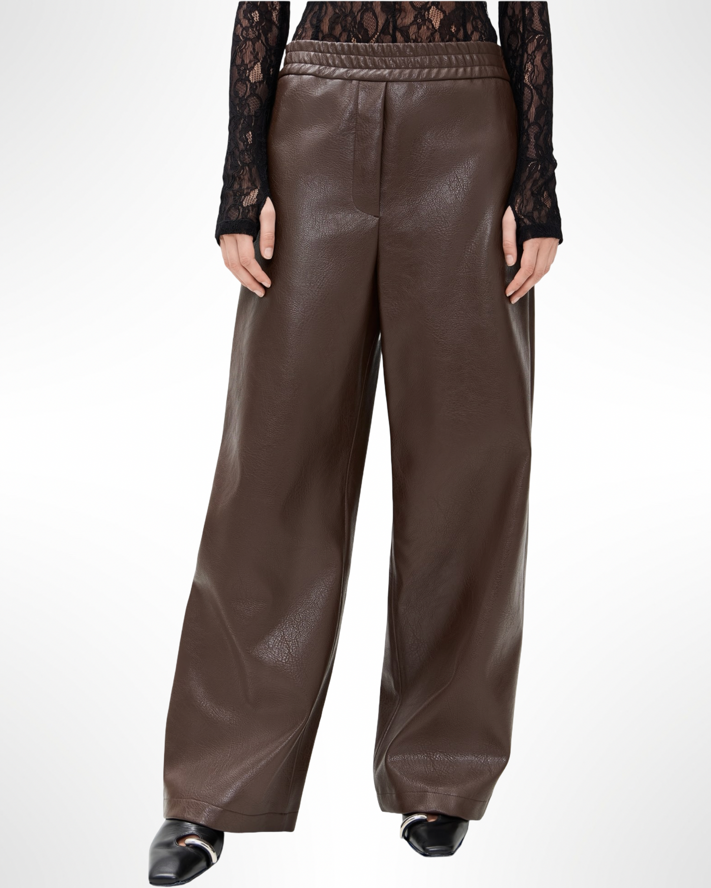 Faux Leather Wide Leg Pants