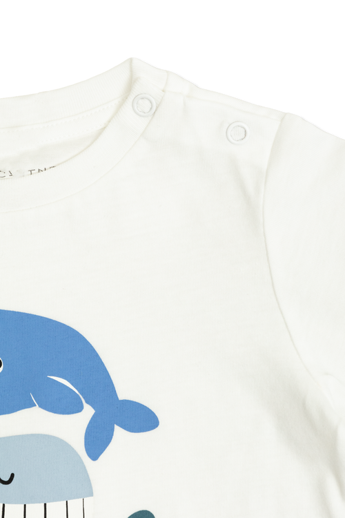 White T-Shirt With Whale Print