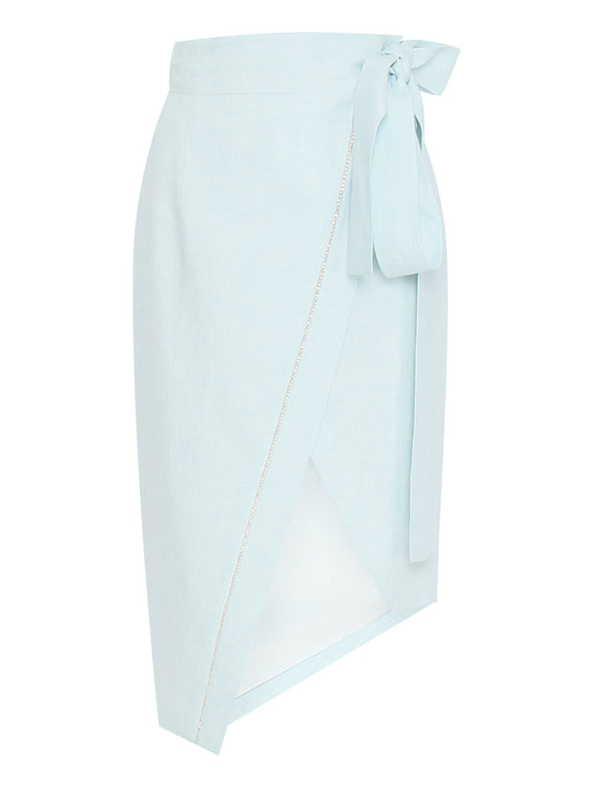 Aquamarine Strass Lino Skirt