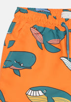 Orange Whale Print Shorts