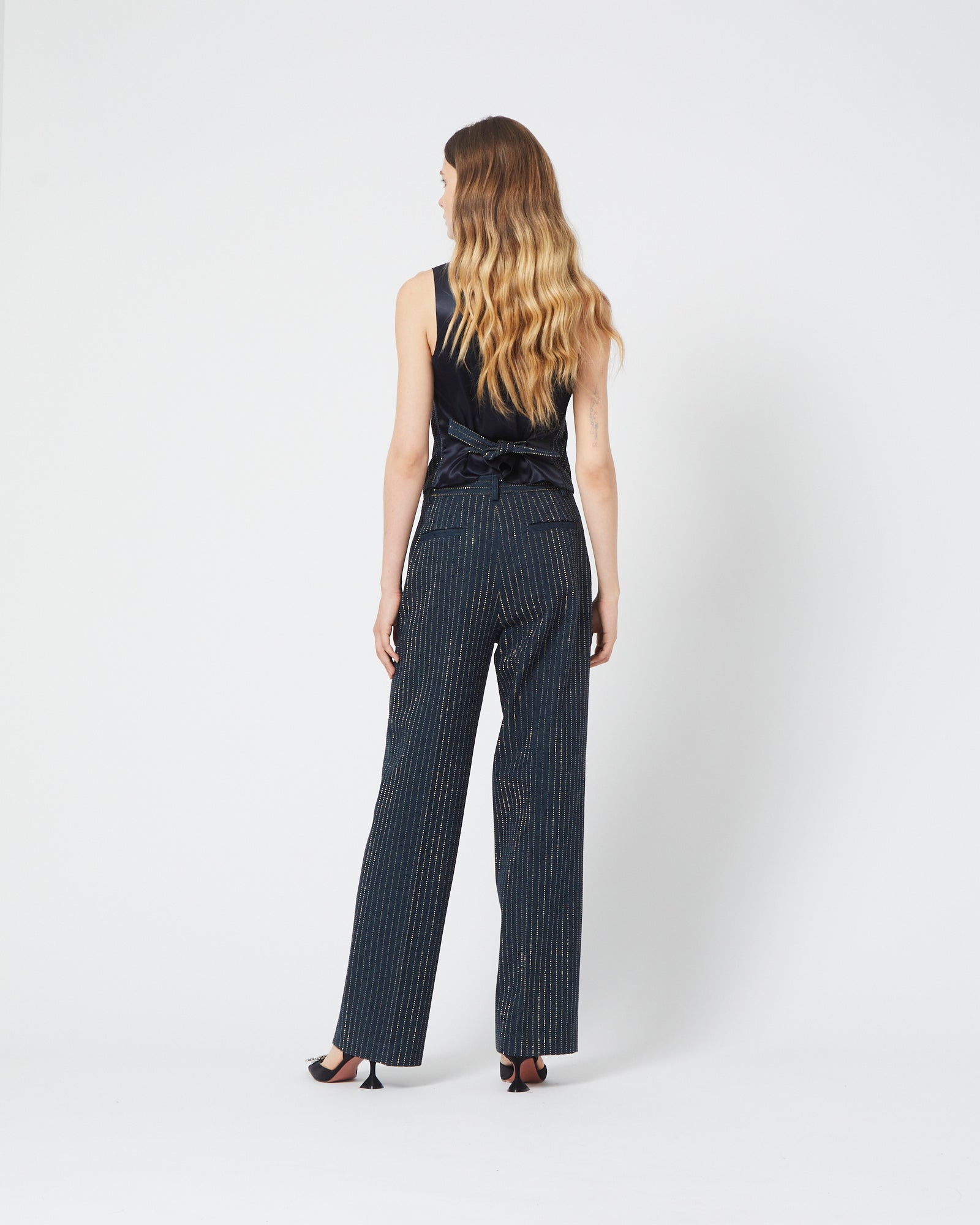 Dark Blue Striped Trousers