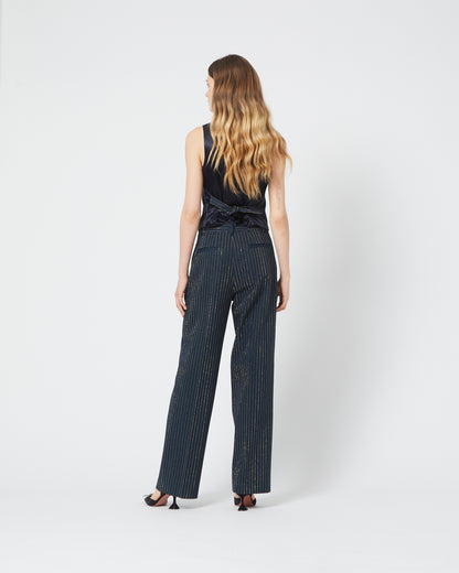 Dark Blue Striped Trousers