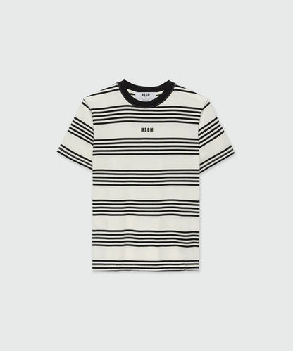 Two-Tone Striped Cotton T-Shirt