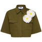 Floral-Appliqué Cropped Shirt