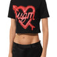 Black Crop Heart T-Shirt