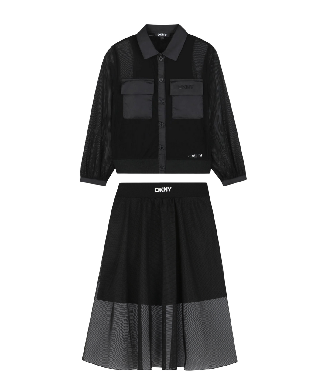 Girls Black Logo Mesh Skirt