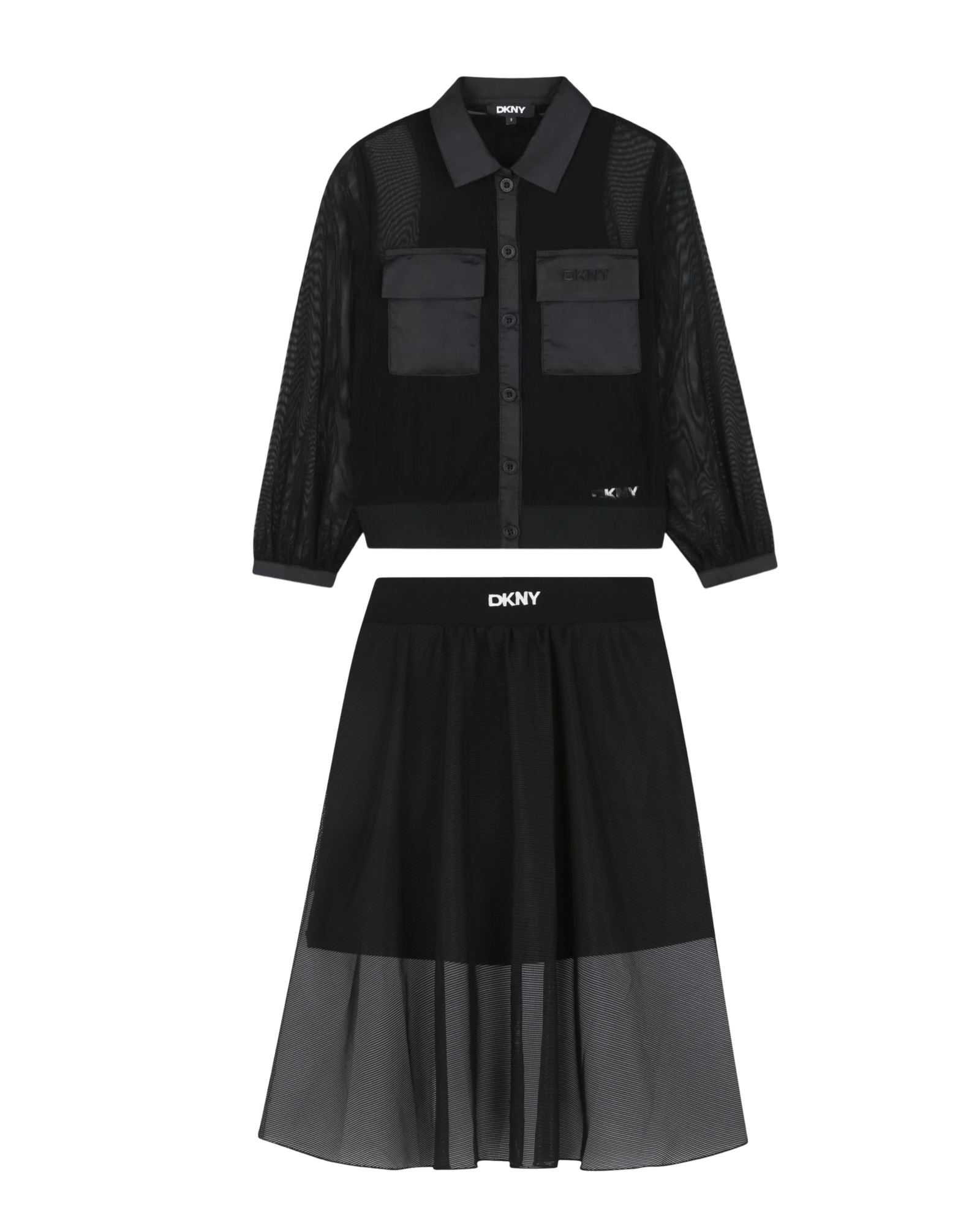 Girls Black Logo Mesh Skirt