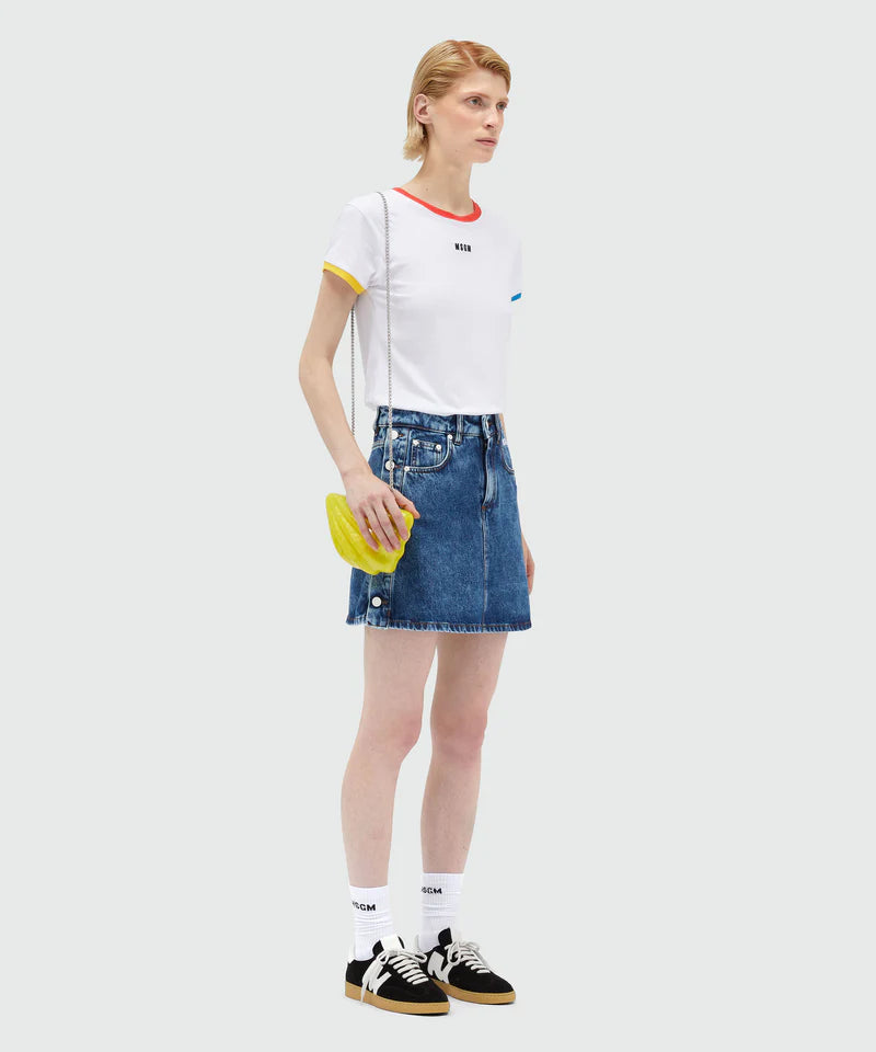 Short Denim Skirt With Buttons
