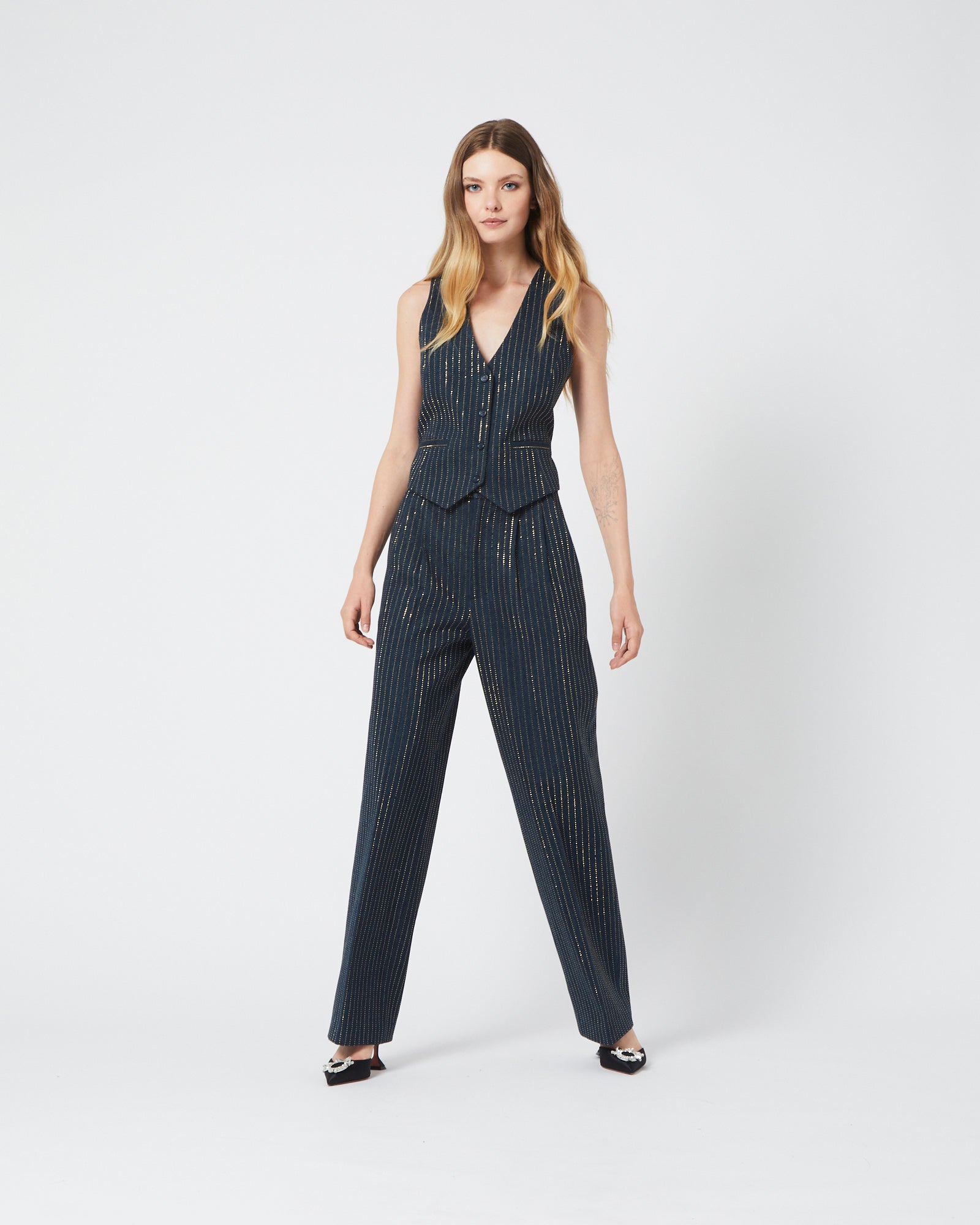 Dark Blue Striped Trousers